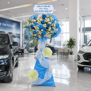 Lẵng Hoa Chúc Mừng Tông Xanh Sang Trọng – Dấu Ấn Thành Công