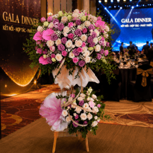 Lẵng Hoa Gala Dinner Luxury – Hồng Tím Pastel Cao Cấp