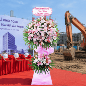 Lẵng Hoa Khai Trương Lily Hồng Sang Trọng – Khởi Đầu Thành Công