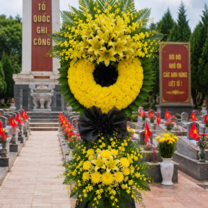 Kệ Hoa Chia Buồn Vàng Tưởng Niệm Cao Cấp
