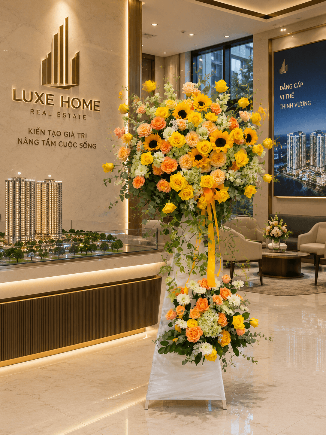 Lẵng Hoa "Vững Tâm Thành Công" – Uy Tín Dẫn Lối