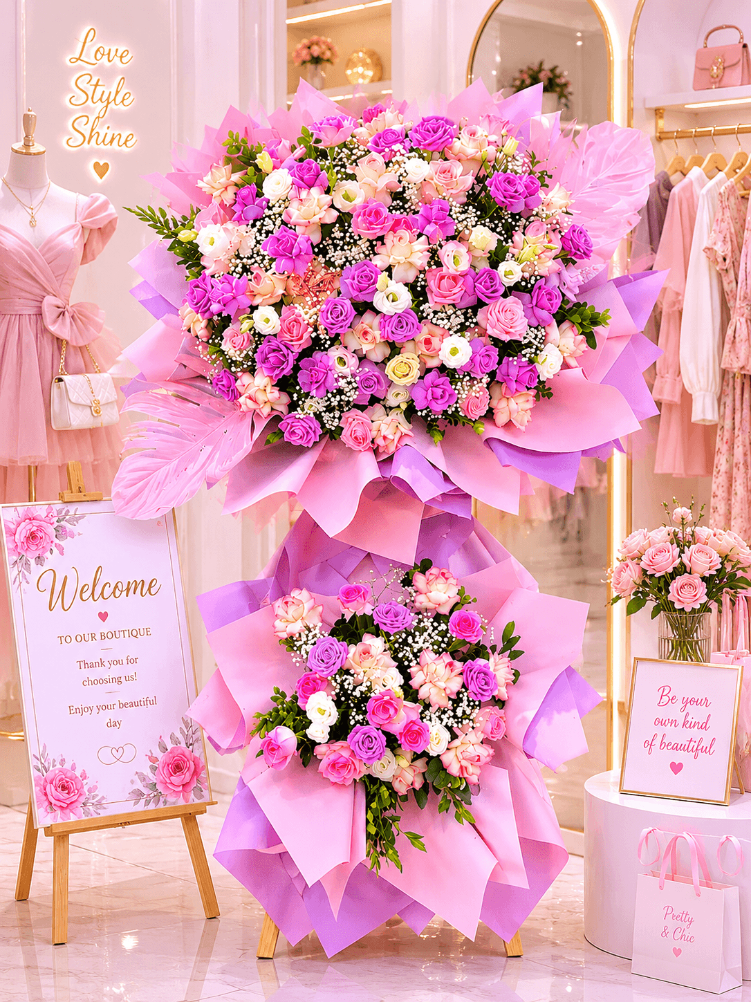 Lẵng Hoa "Pink Blossom Style" – Thanh Lịch Theo Cách Riêng