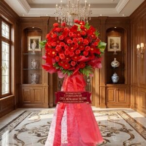Kệ Hoa Khai Trương Phát Lộc – Sắc Đỏ Thịnh Vượng