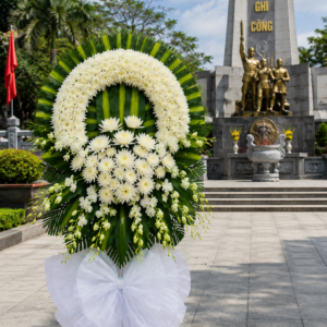 Kệ Hoa Chia Buồn Thành Kính Phân Ưu – Hoa Trắng Cao Cấp