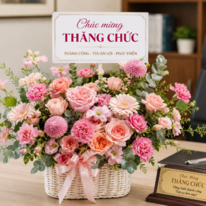 Giỏ Hoa Hồng Phấn Sweet Melody