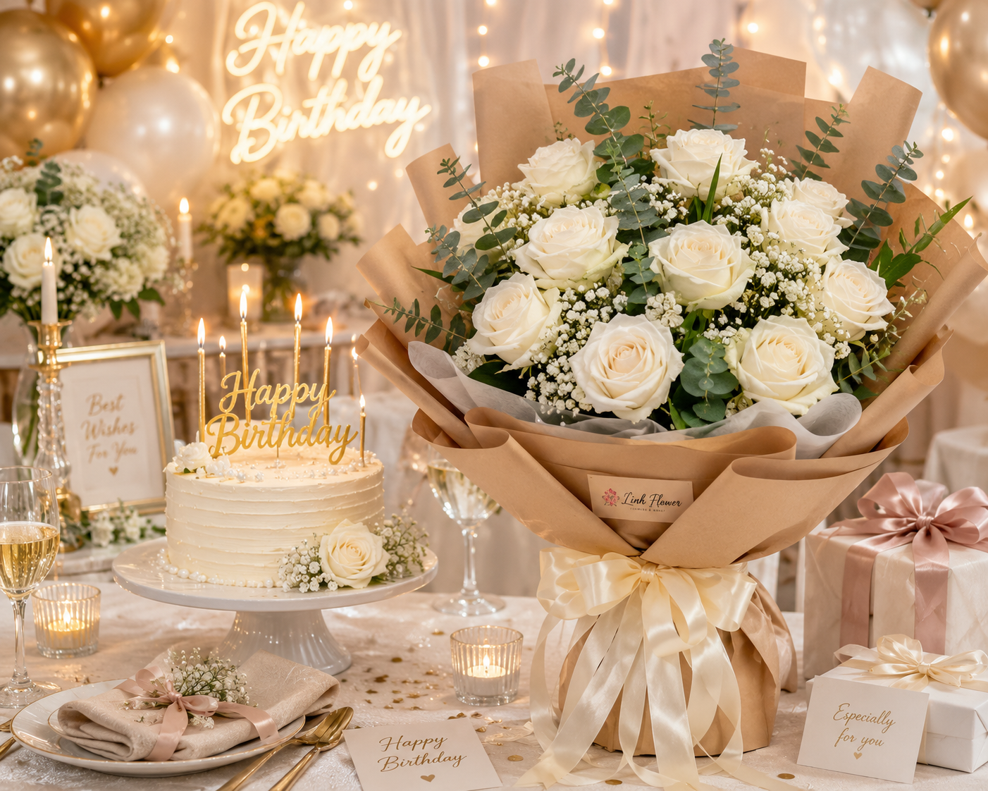 White Roses – Bó Hoa Hồng Trắng Thanh Lịch