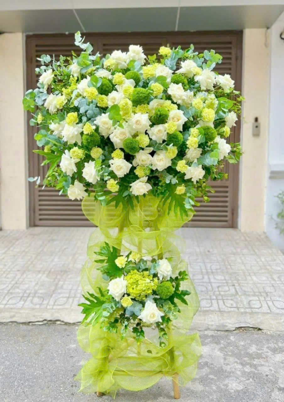 Kệ Hoa Khai Trương Trắng Xanh Cao Cấp - Ảnh 4